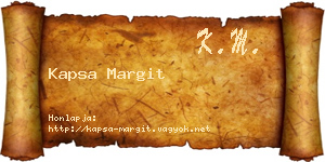 Kapsa Margit névjegykártya
